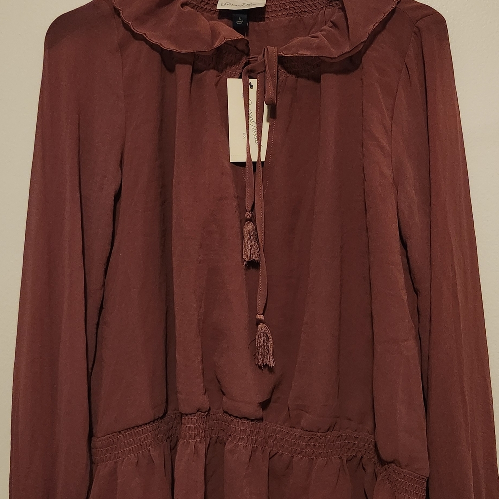 Universal Thread Burgundy Blouse with Tassel